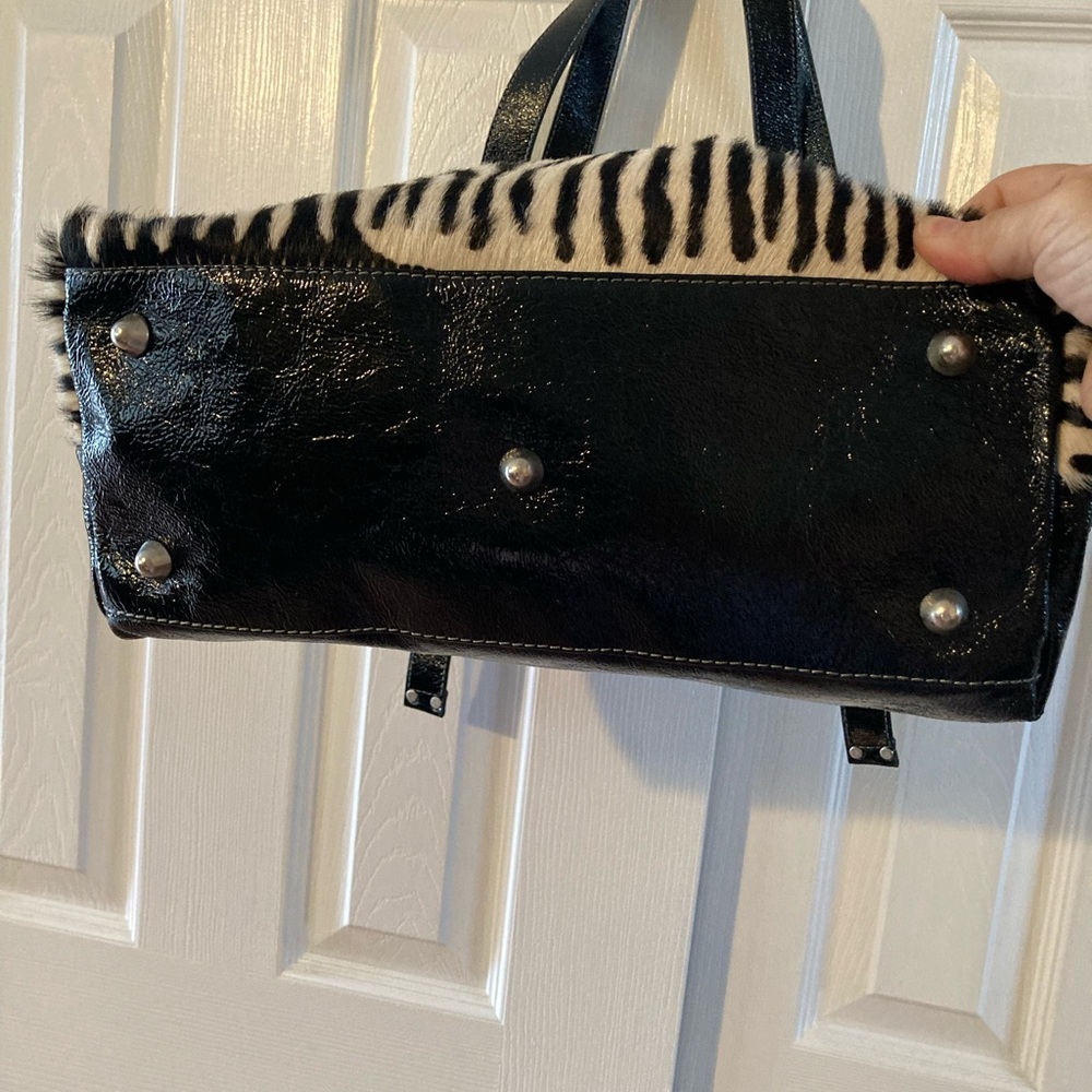 Laura Di Maggio By Cianni Notario Leather Calf Hair Zebra Print Shoulder Bag - Picture 9 of 10
